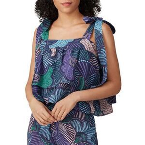 Woodstock Tank by Warm Purple Tropical Tie Shoulder Tank Top Size 0